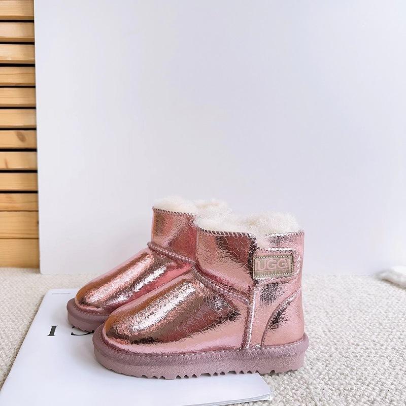 Children's Genuine Leather Snow Boots Sheepskin Fur Integrated Short Boots Waterproof Non-slip Cotton Shoes