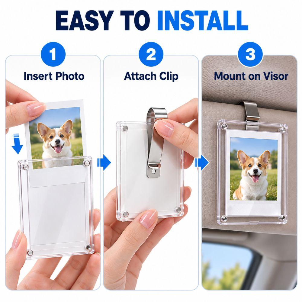 Magnetic Attachment Magnetic Photo Frame Transparent Mini Snapshot Holder Car Sun Visor