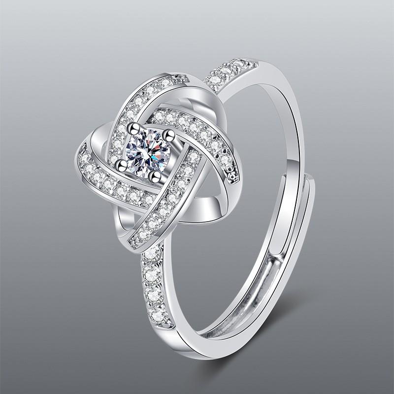 Earring Set Micro-set Zircon Ring Light Luxury Fashionable Floral Necklace Jewelry Four-leaf Clover Clavicle Chain