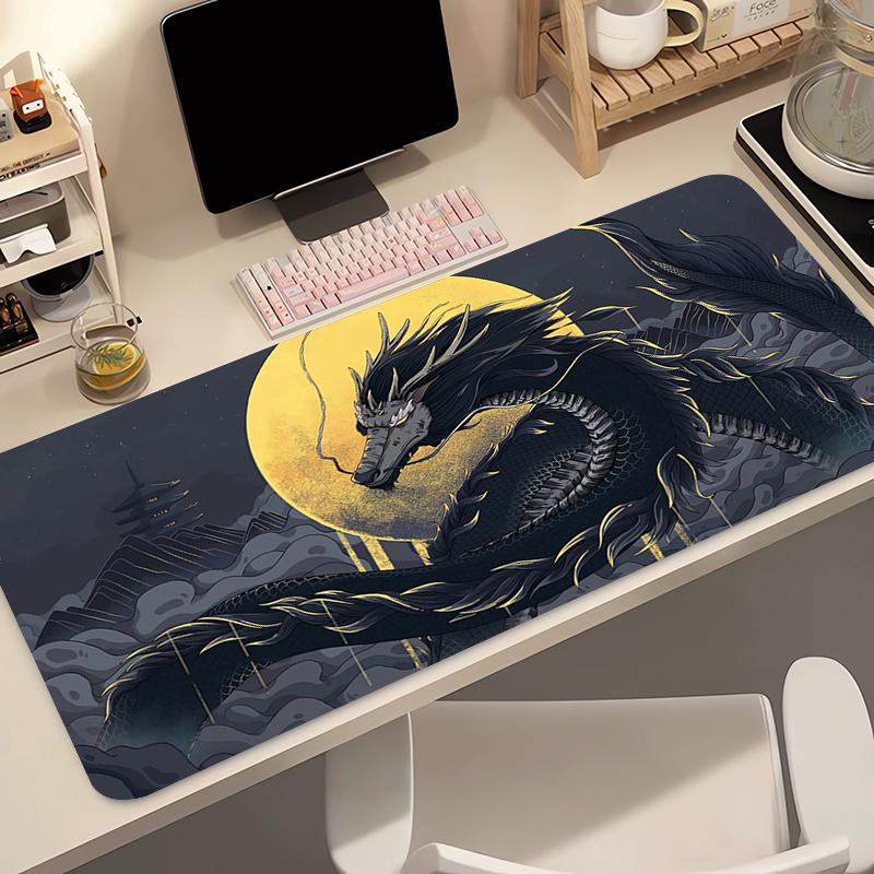 Gaming Extended Mouse Pad Gamer PC Computer Rubber Keyboard Pad Dragon Pattern Desk Mat Offices Laptop Interior Accessories Rug
