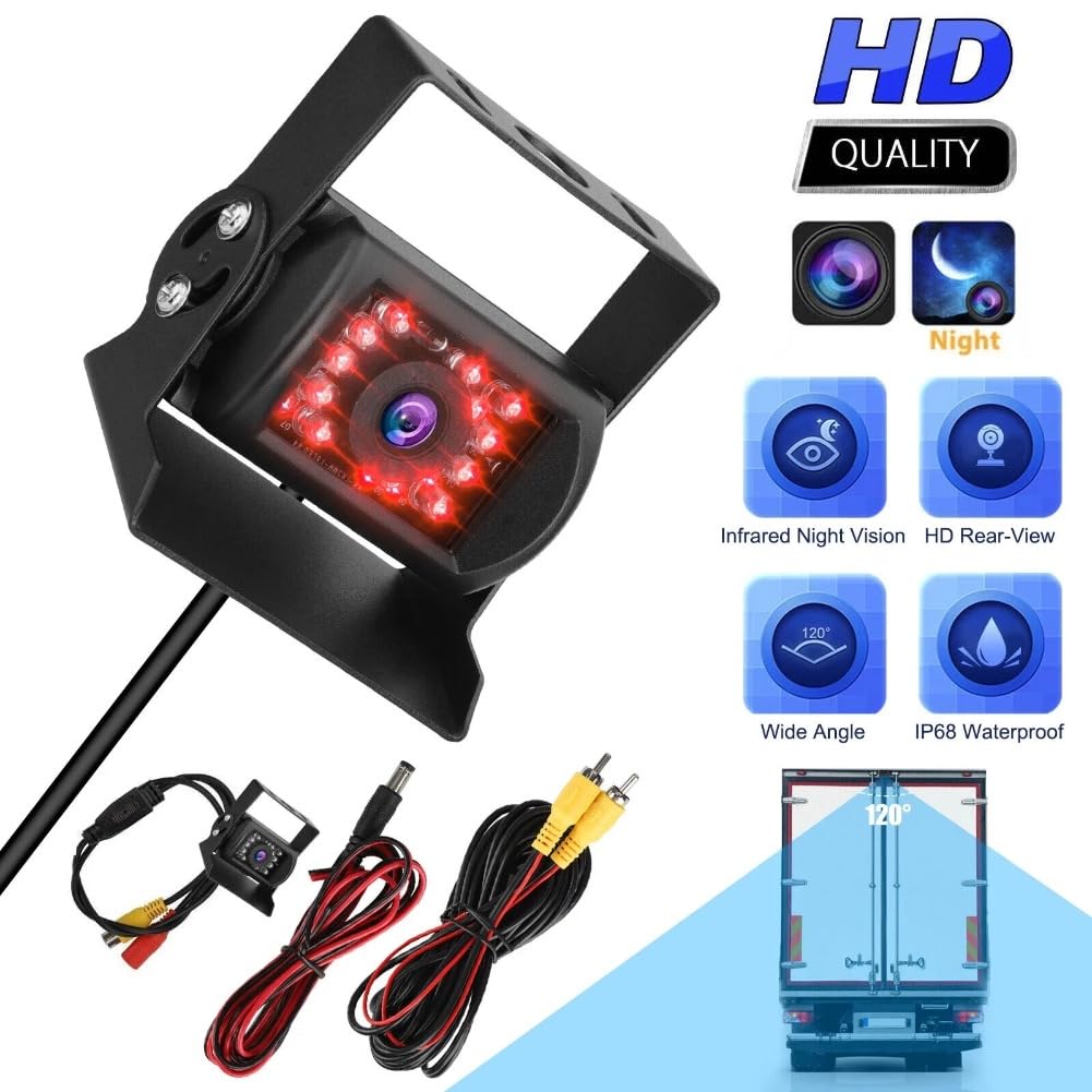 120° Rear View Camera 18 LED IP68 Waterproof Night Vision 24V Universal Car Truck Bus