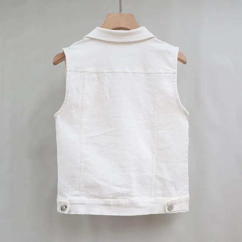 Danmo Fashion Denim Weste Weiblichen Frühling Herbst Ärmellose Wilde Tops Kurze Jacke Frauen Jean Weste Plus Größe