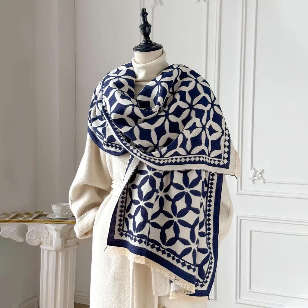 Warm Cashmere Poncho Shawl Scarf Luxury Print Thick Pashmina Winter Blanket Wraps Bufanda Casual Hijab Stoles Echarpe