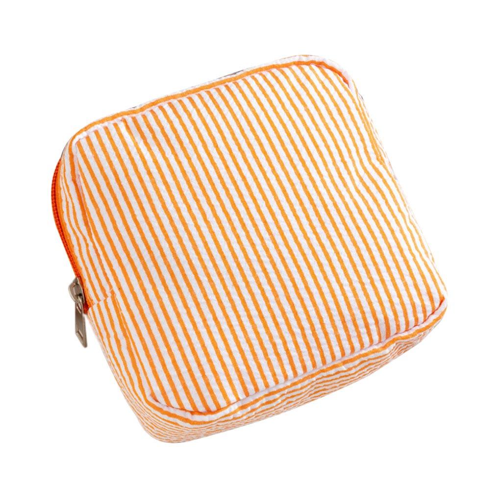 Essential Holder Seersucker Sanitary Napkin Pouch Striped Pattern Multi-functional Cosmetic Bag Mini Makeup Bag Women