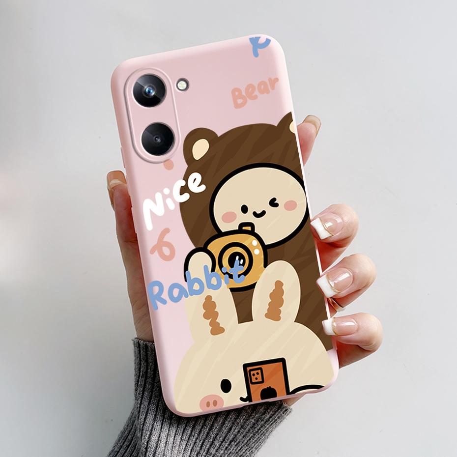 Phone Case For Oppo Realme 10 Pro+ Realme 10 Pro Plus 4G 5G Cute Panda Silicone Matte Cover For Realme10 Pro+ Realme 10Pro+ Case