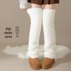 Women's Coral Fleece Over-the-Knee Socks - Warm Velvet-Enhanced Knee Pads & Leg Warmers for Autumn/Winter.