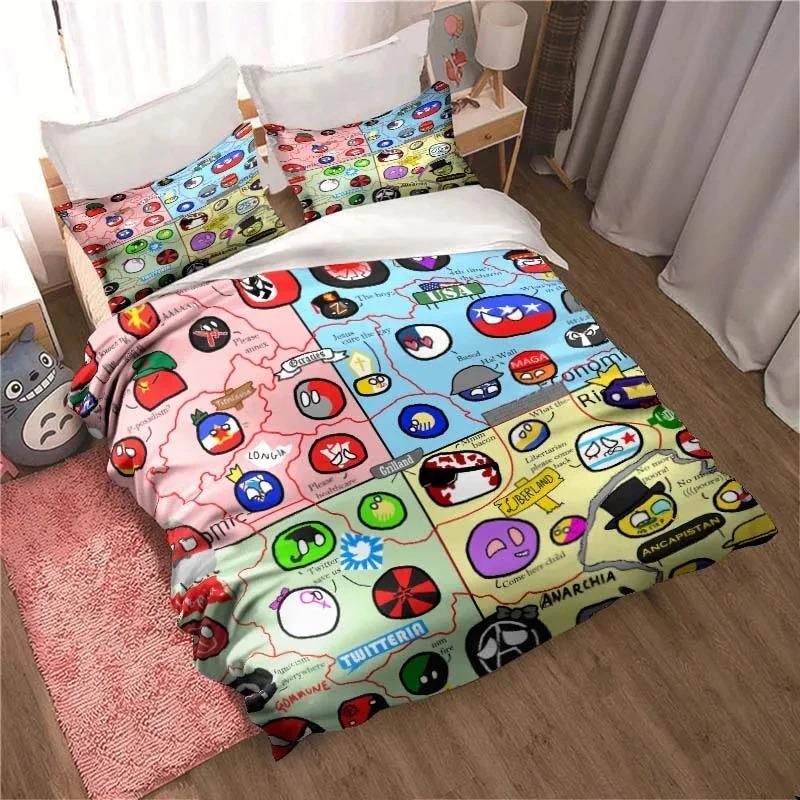 3D Print Cartoon Countryball Polandballs Bedding Collection Double Twin King Duvet Cover Comforter Pillowcase Boys Girls Adults Bedroom