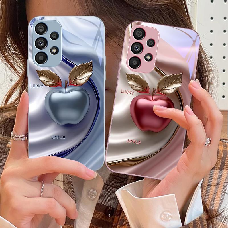 Happy Black Apple For Samsung Galaxy S10 4G S20 11E 30 S21 22 S24 Fe Pro S23 S25 Ultra 5G S9 Tempered Glass Phone Case