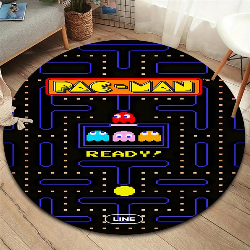Pac-Man Round Area Rug,Carpet Rug for Living Room Bedroom Sofa Playroom Decor,Non-slip Floor Mat