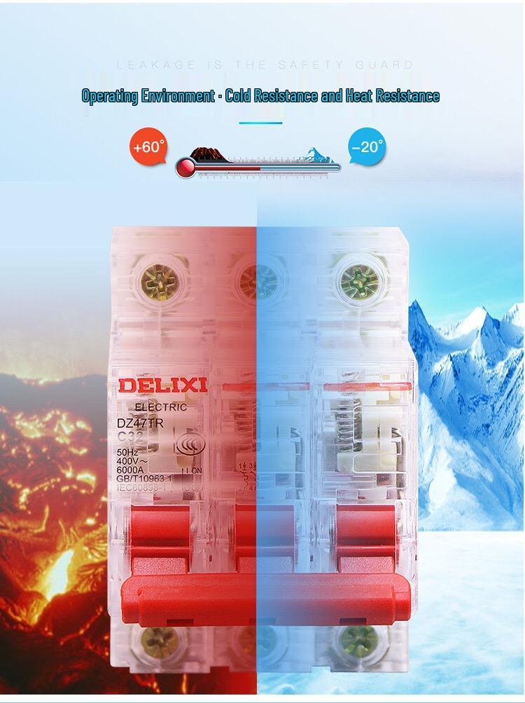 Delixi Transparent DZ47TR Mini Circuit Breaker 2P 40A/63A 220V Single-Phase Air Switch.