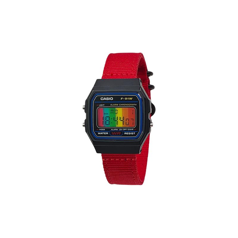 CASIO Customized watch modified series various colored mirrors black resin case classic retro small square watch F-91WG F-91WG-9