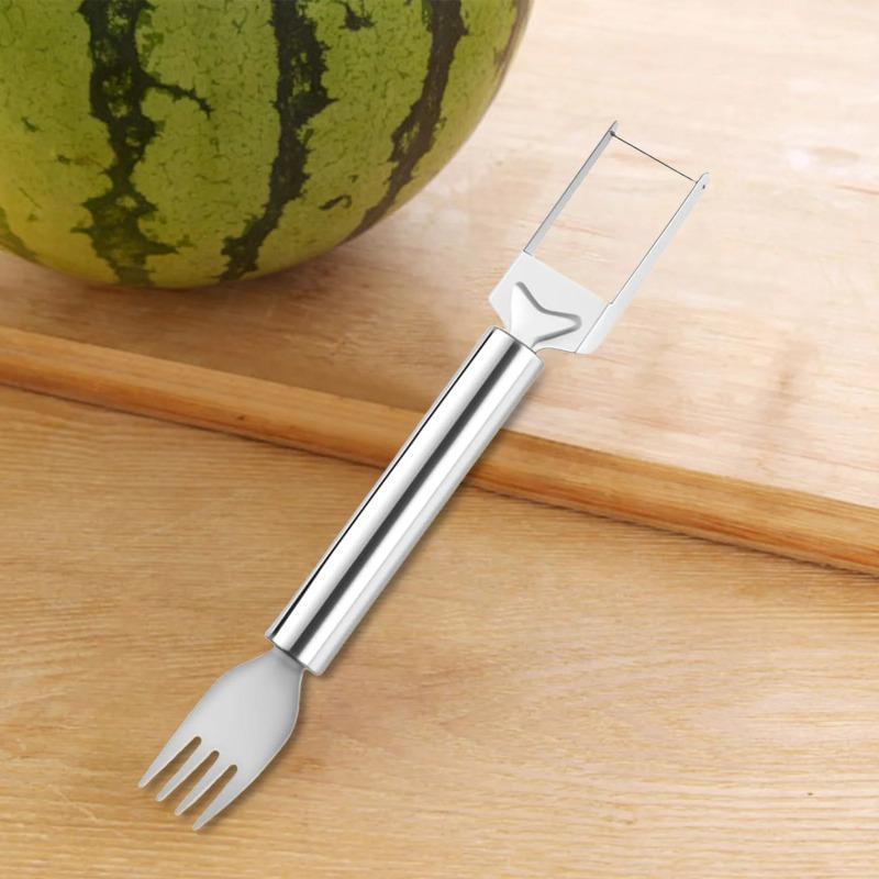 1-5PCS 2-in-1 Stainless Steel Fruit Cutter Watermelon Fork Slicer Portable Kitchen Tool for Home Party Camping