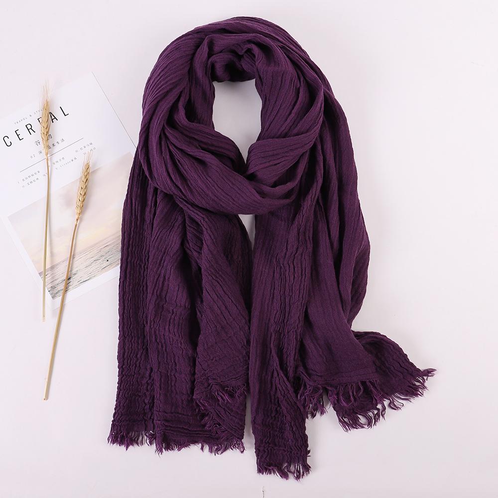 Fashion Designer Linen Cotton Scarf Women Solid Color Muslim Hijab Scarves Shawls Plain Big Pashmina Wrap Head Hair Scarf