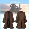 Stylish Brown Polyester Pirate Coat For Adults With Vintage Medieval Elements