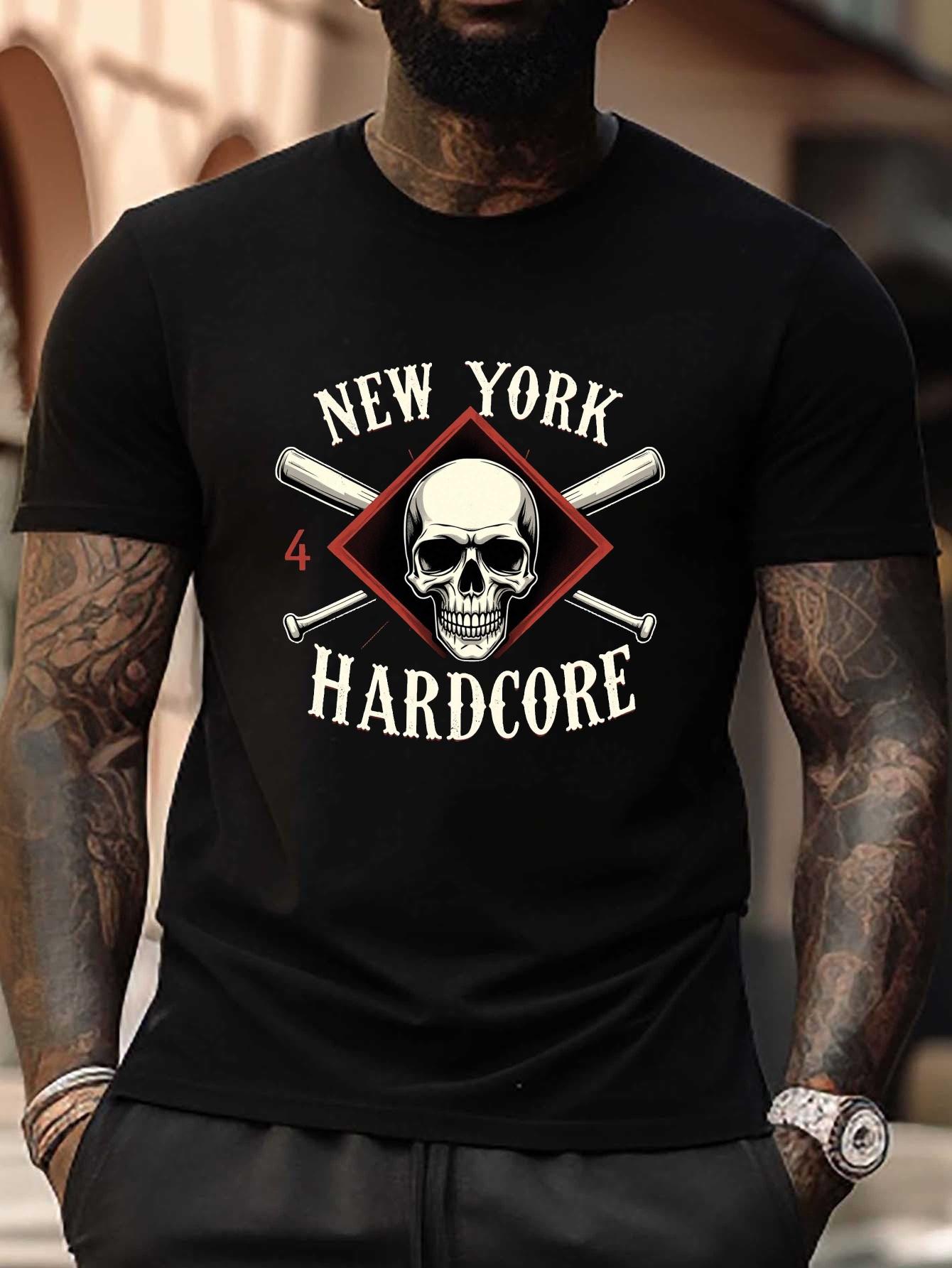 New York Hardcore Skull Bats Plus Size T-shirt S