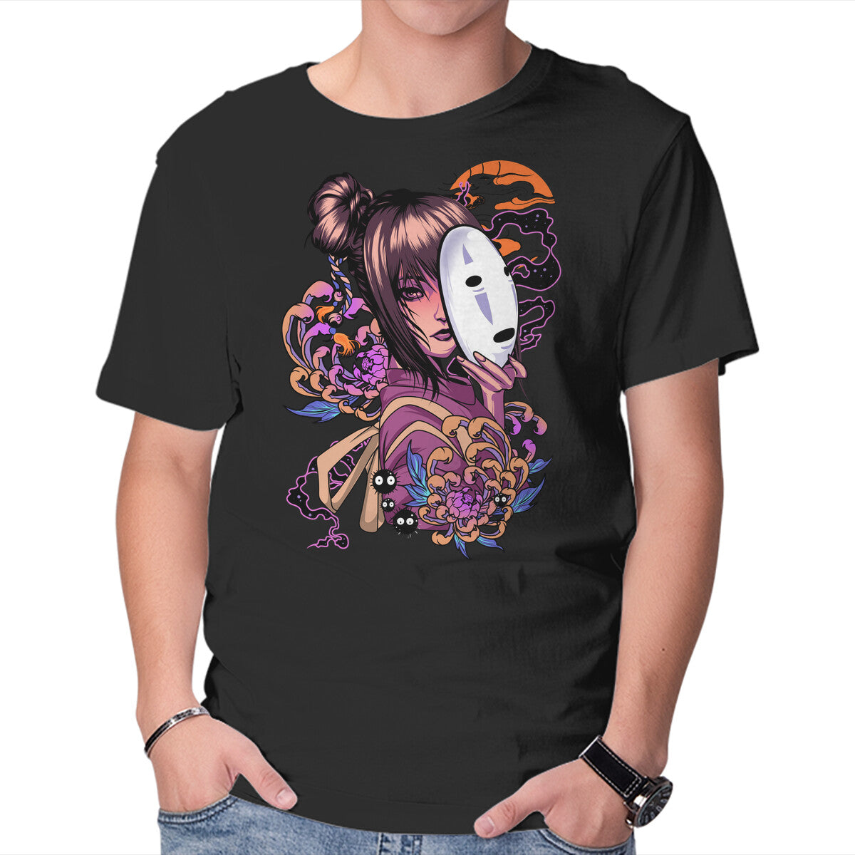 Unisex Crew Neck T-Shirt Chihiro Spirit Graphic Short Sleeve Casual Tee S