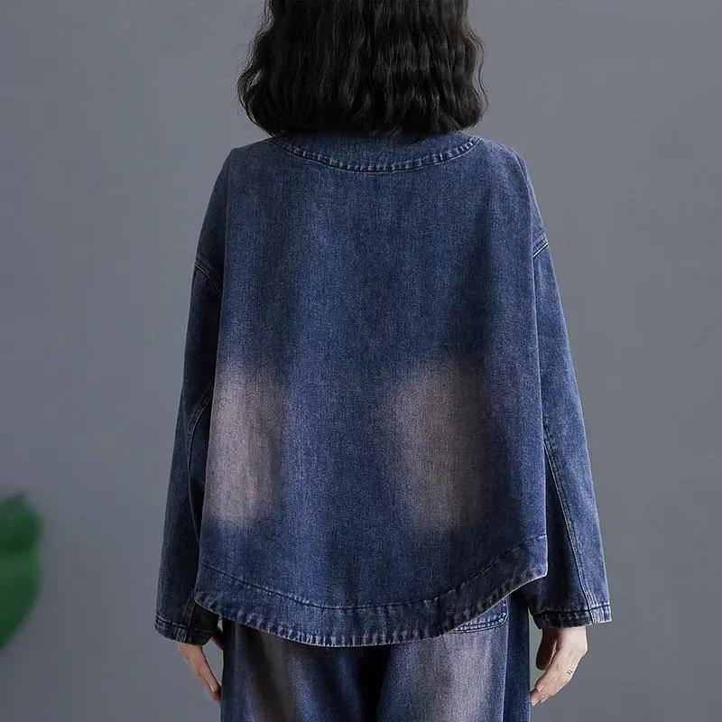 Women's Retro Do Old Washed Denim Jacket Spring and Fall Loose Thin Short Paragraph Tops