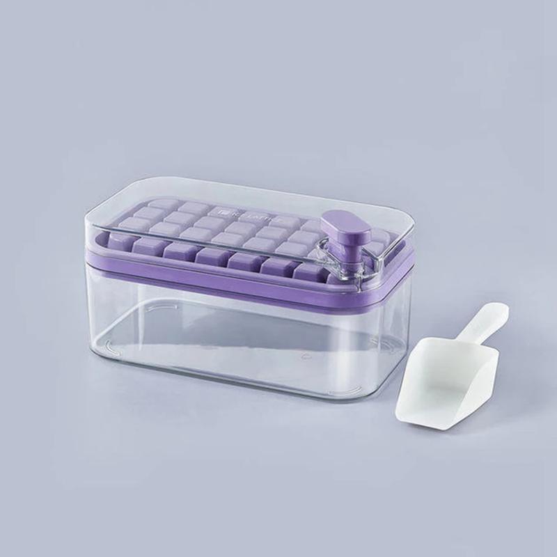 32 Grid Silicone Ice Cube Tray Mould With Lid Shovel Storage Box Remove With One Click Ice Maker DIY Whiskey Cocktail Tools