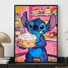 Disney Diamond Painting Kit 5D Stitch Holding Cake DIY Cross Stitch Gift Home Decor Fun Sweet Treat Artwork Hobby Relaxing Creative Craft