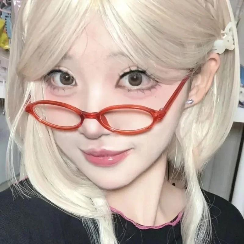 Women Y2K Retro Oval Glasses Small Frame Eyewear Blue Light Blocking Eyeglasses Female Computer Reading Optical Spectacle