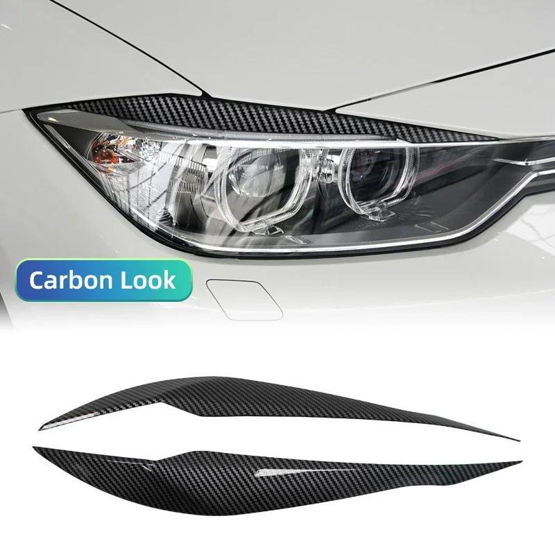 Pcs Car Headlight Lamp Eyebrows Cover Trim Stickers For BMW 3 Series F30 F35 2013-2018 Gloss Black Car Eyelids Lids ABS Carbon