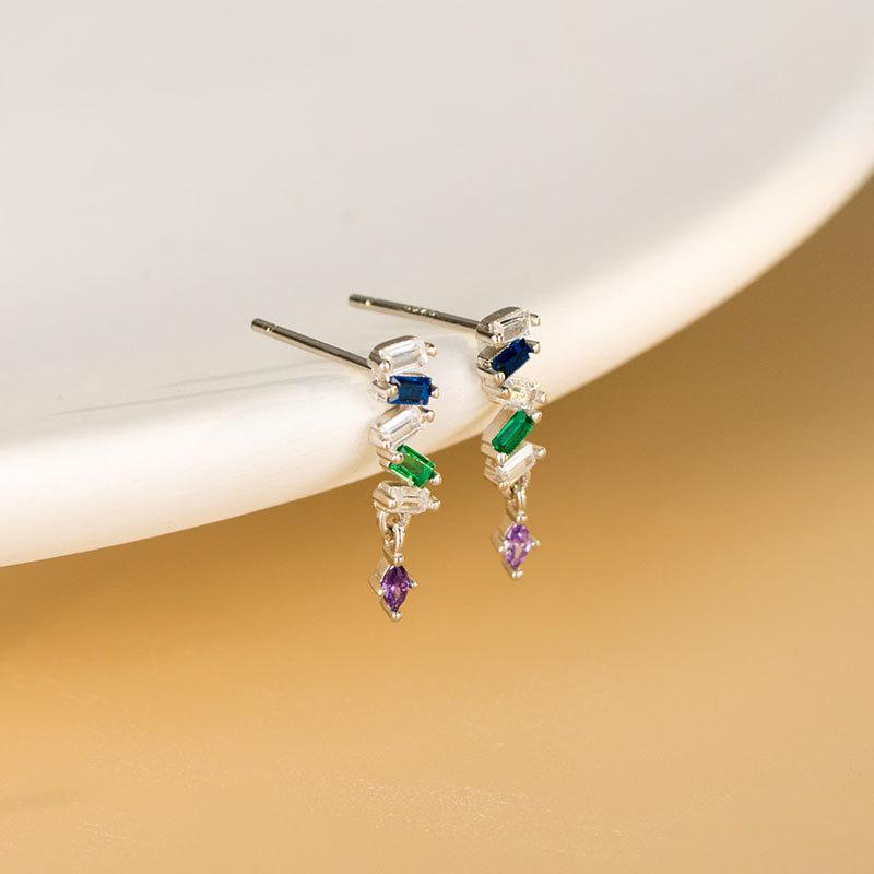 

Серьги-капли Banyan Tree S925 из серебра в стиле ретро с блестящими цветными бриллиантами для женщин 925 Silver платиновый