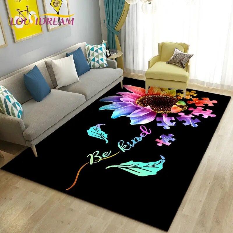 Dandelion Fresh Flower Plant Leaf Area Rug,Carpet Rug for Living Room Bedroom Sofa Doormat Decoration,Kitchen Non-slip Floor Mat