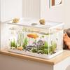 Pet  Transparent Mini Fish Tank Aquarium Drop Resistant Hydroponic With Lid Ecological Desktop Home Lazy Tank Turtle Tank
