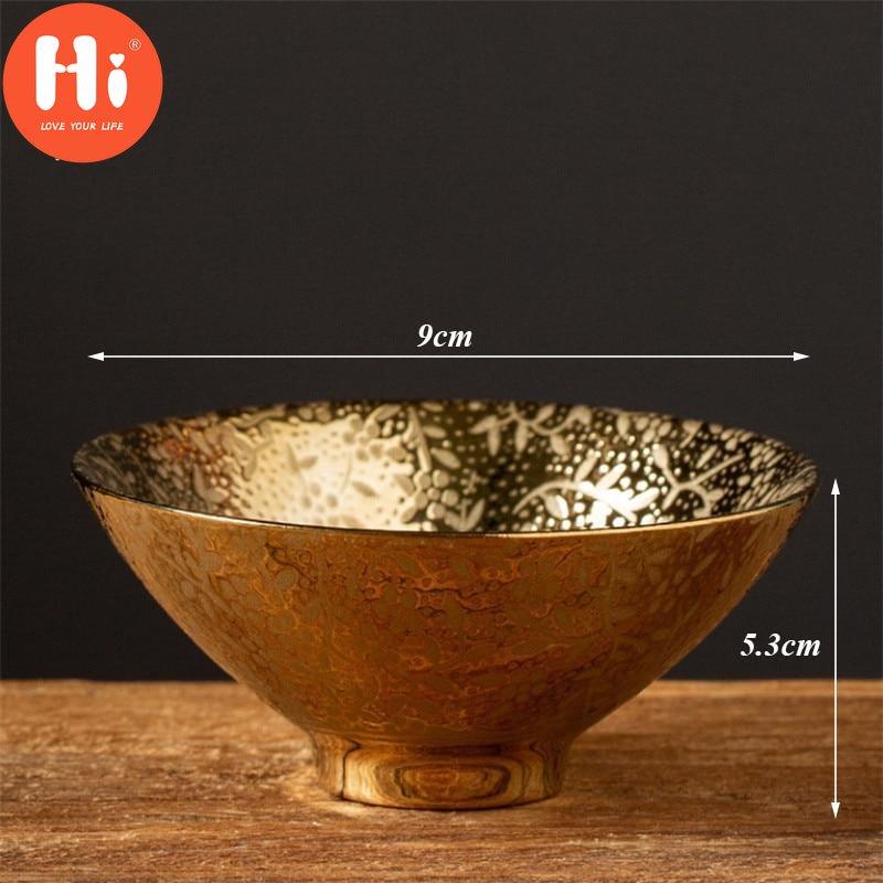 Hi Ceramic Gold Glaze Kung Fu Master Cup Porcelain Small Tea Bowl Handmade Office Teacups Water Mug Drinkware