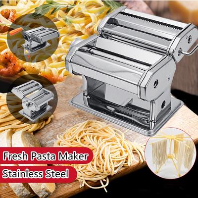 Silver Stainless Steel Fresh Pasta Maker Roller Machine for Spaghetti Noodle Fettuccine Dumpling Maker Noodle-Maker Roller-Machine