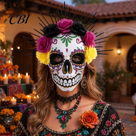 Skull Mask Mardi Gras Mask, Venetian Party Sugar Undead Bride Masquerade Masks for Halloween Cosplay Mexican Day Of The Dead