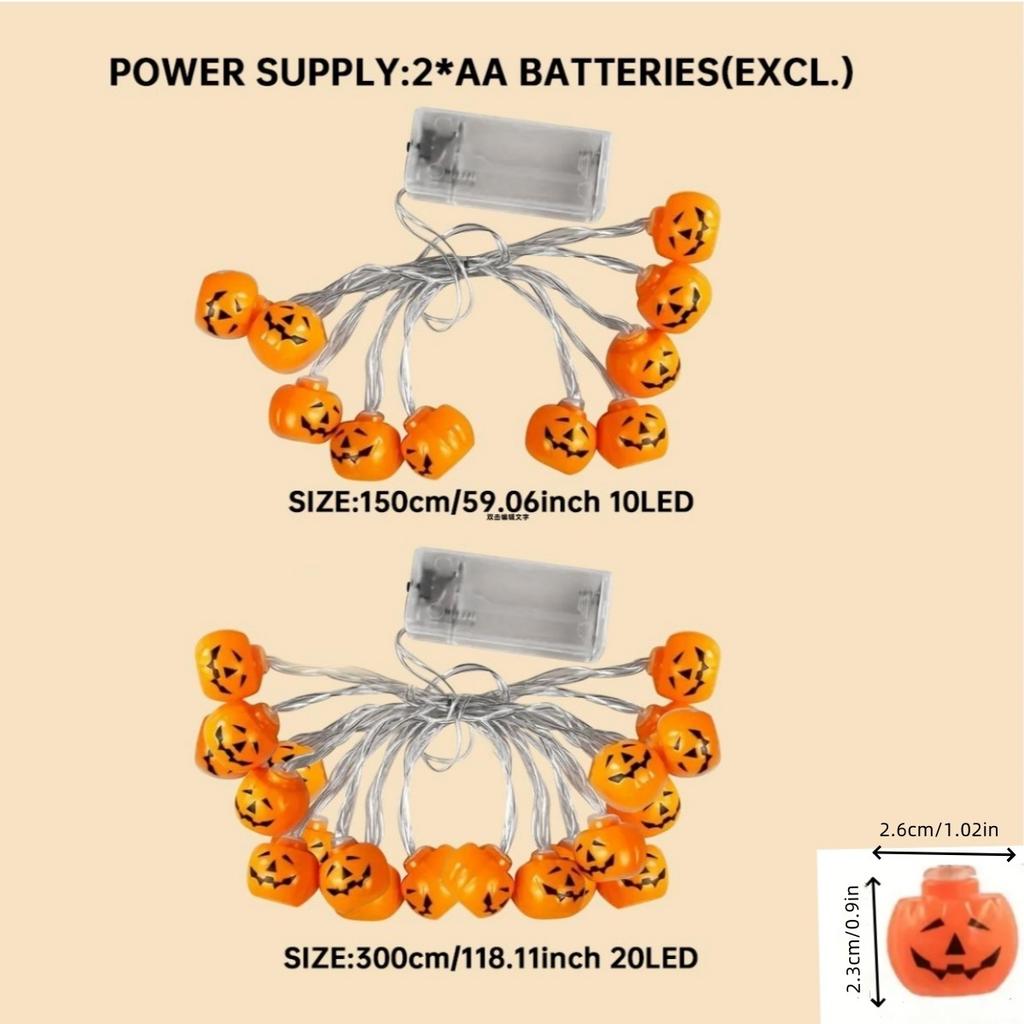 1PC 10/20 LED Halloween Mini Pumpkin String Lights Battery Operated Decorative Lights For Home Indoor Bedroom Party Decoration