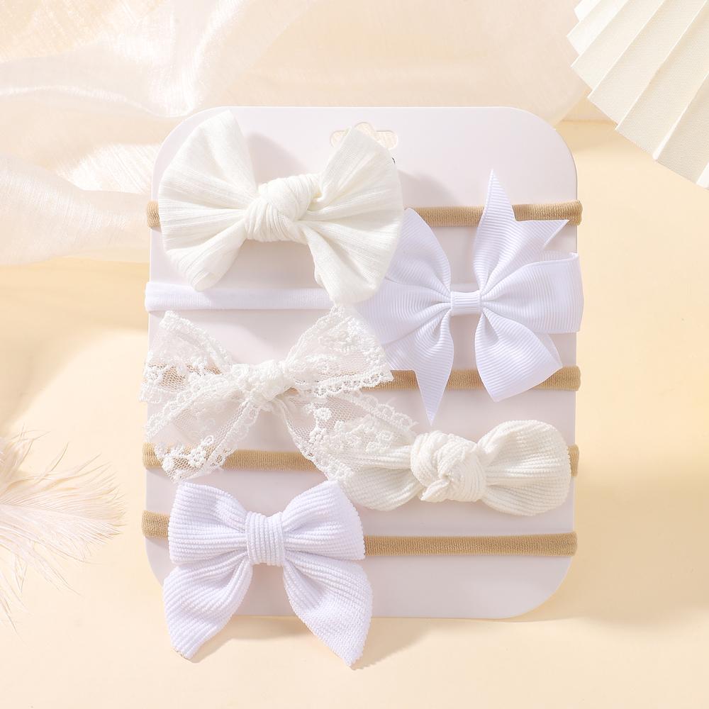5Pcs Baby Flower Lace Bow Headband Elastic Nylon born Lovely Head Band for Girl Infant Toddler Soft Hair Accessories Gifts