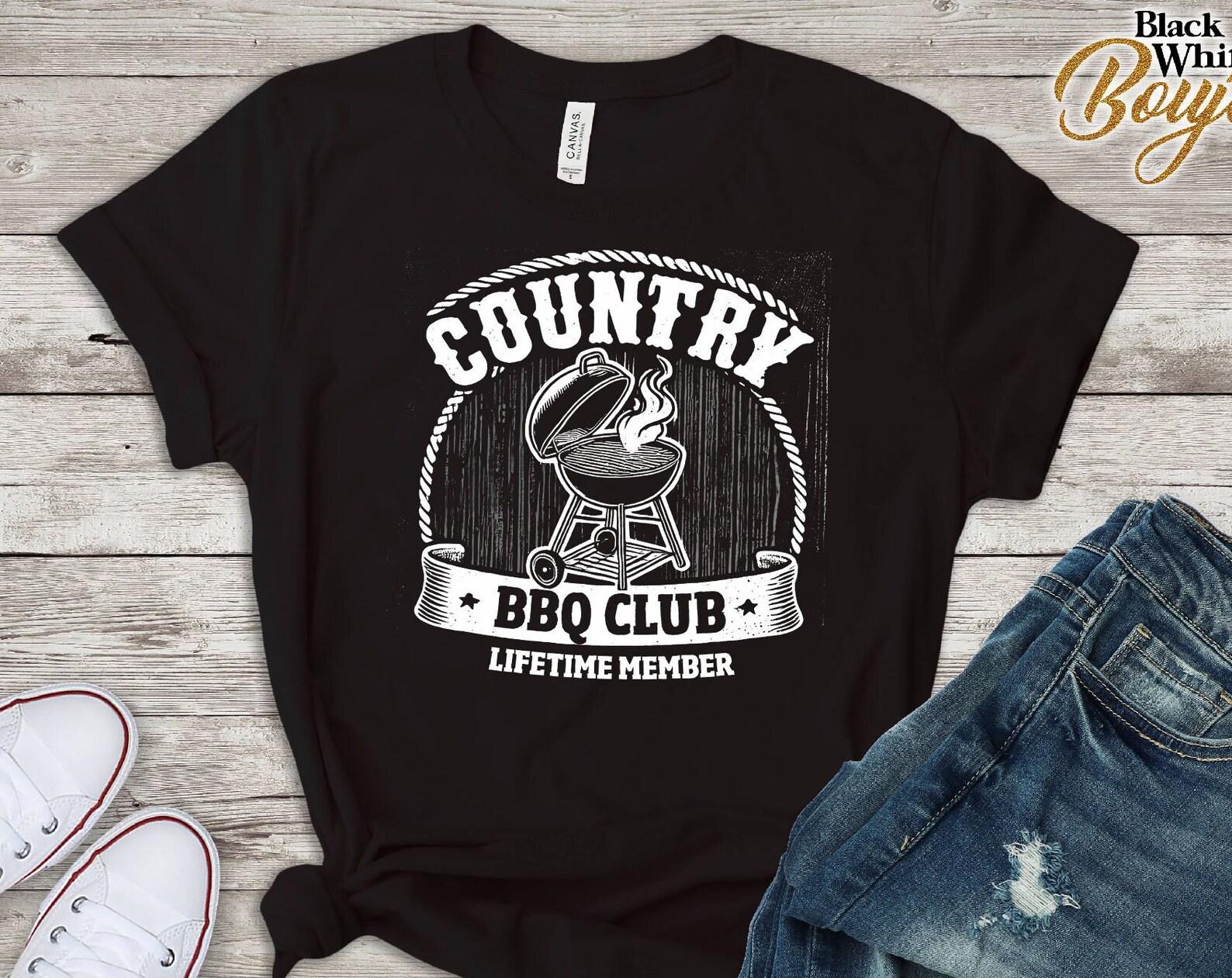Country BBQ Club Member T-Shirt - Vintage Style Barbecue Graphic Tee, Perfect BBQ Lover Gift, Grill Master Shirt, Retro BBQ Club Apparel XL