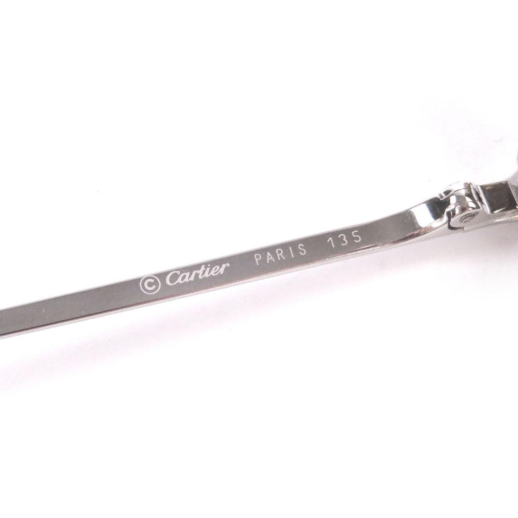 Great Cartier Sunglasses 135 2C Decor Two-Point Silver Mens Used