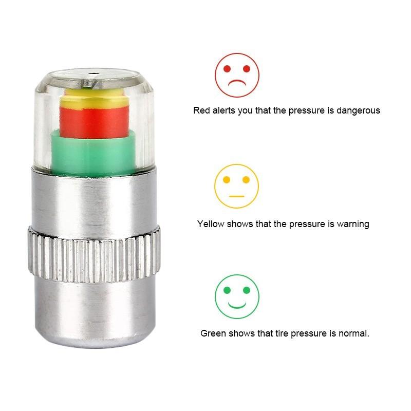 4pcs/lot 2.0/2.2/2.4 Bar 30/32 PSI Tire Pressure Monitor Pressure Gauge Cap Sensor Indicator Alert Monitoring Tools Kit