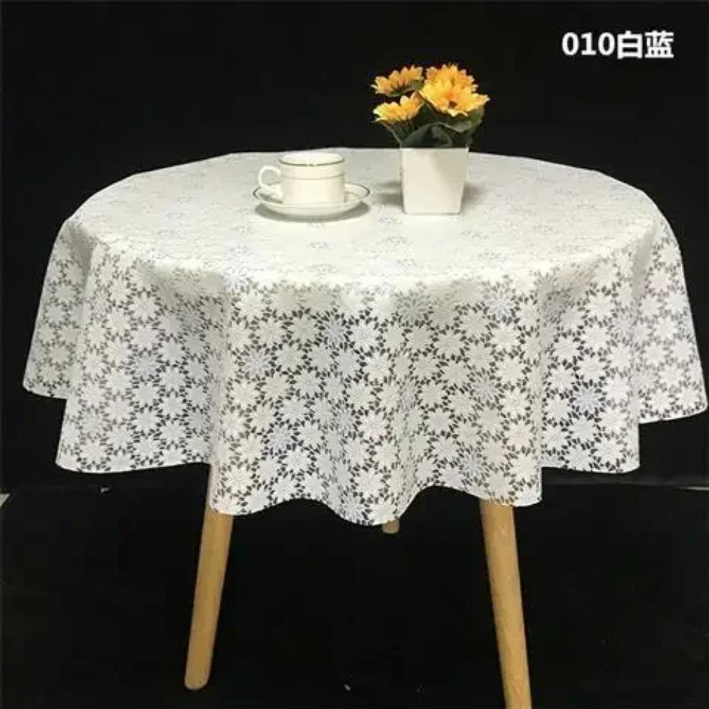 Pvc Desk Mat Printed Dustproof Table Cover Round Lace Table Waterproof Oil Resistant Scald Resistant Round Tablecloth