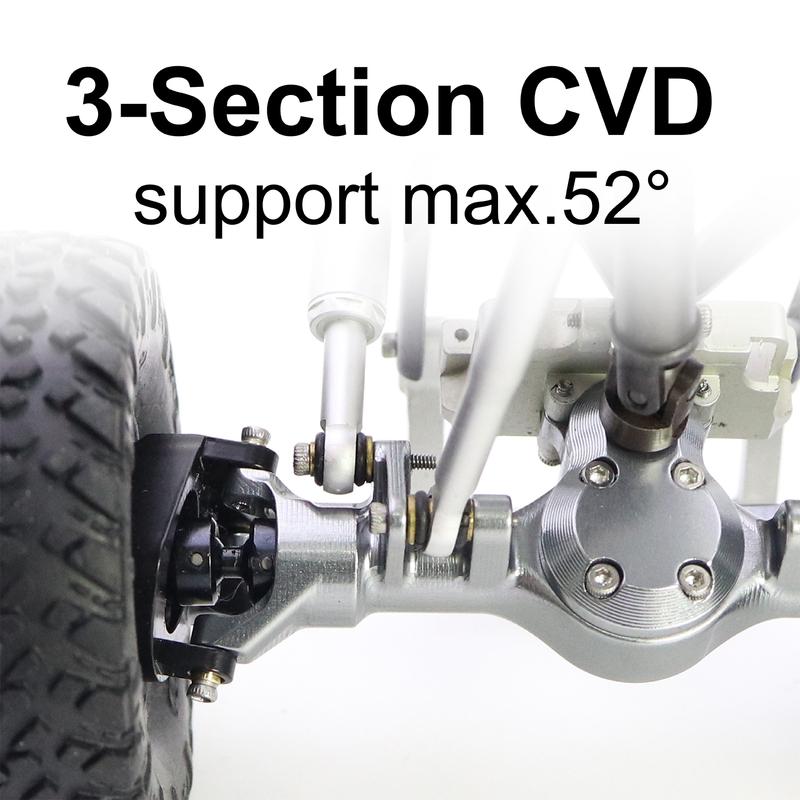 Aluminum Planet Axles Lsokinetic 3-Section CVD Brass Steering Knuckles Max.52° for 1/24 Axial SCX24 C10 JLU Gladiator Bronco