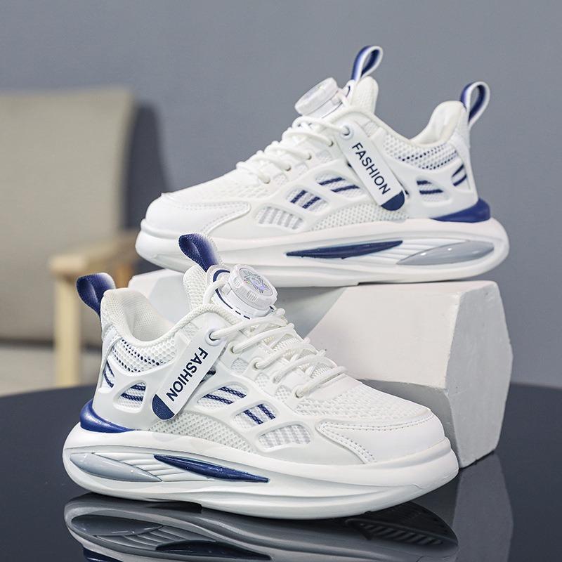 Kids' Rotating Buckle Sneakers Breathable Mesh Air Cushion Non-slip Running Shoes