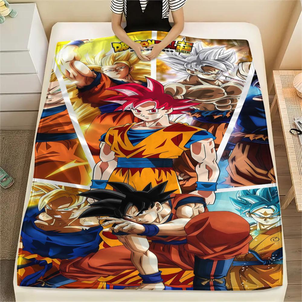 Dragon Ball Charaktere Druck Flanelldecke, Hohe Qualität, Bequem für Alle Jahreszeiten, Heimdekoration, Wärme und Komfort, Perfekt für Weihnachtsgeschenke