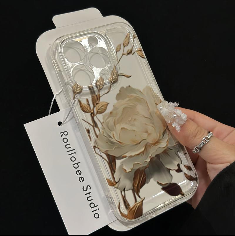 Case For Samsung Galaxy S26Edge S25 S24 S26 Ultra Plus S23 S20 FE Simple Flowers Pattern Silicone Transparent Soft Cover