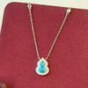 New Vintage 100% Pure 925 Sterling Silver Necklaces Pave Aaa Zircconia Gourd Shape Pendant For Women Luxury Design  Fine Jewelry