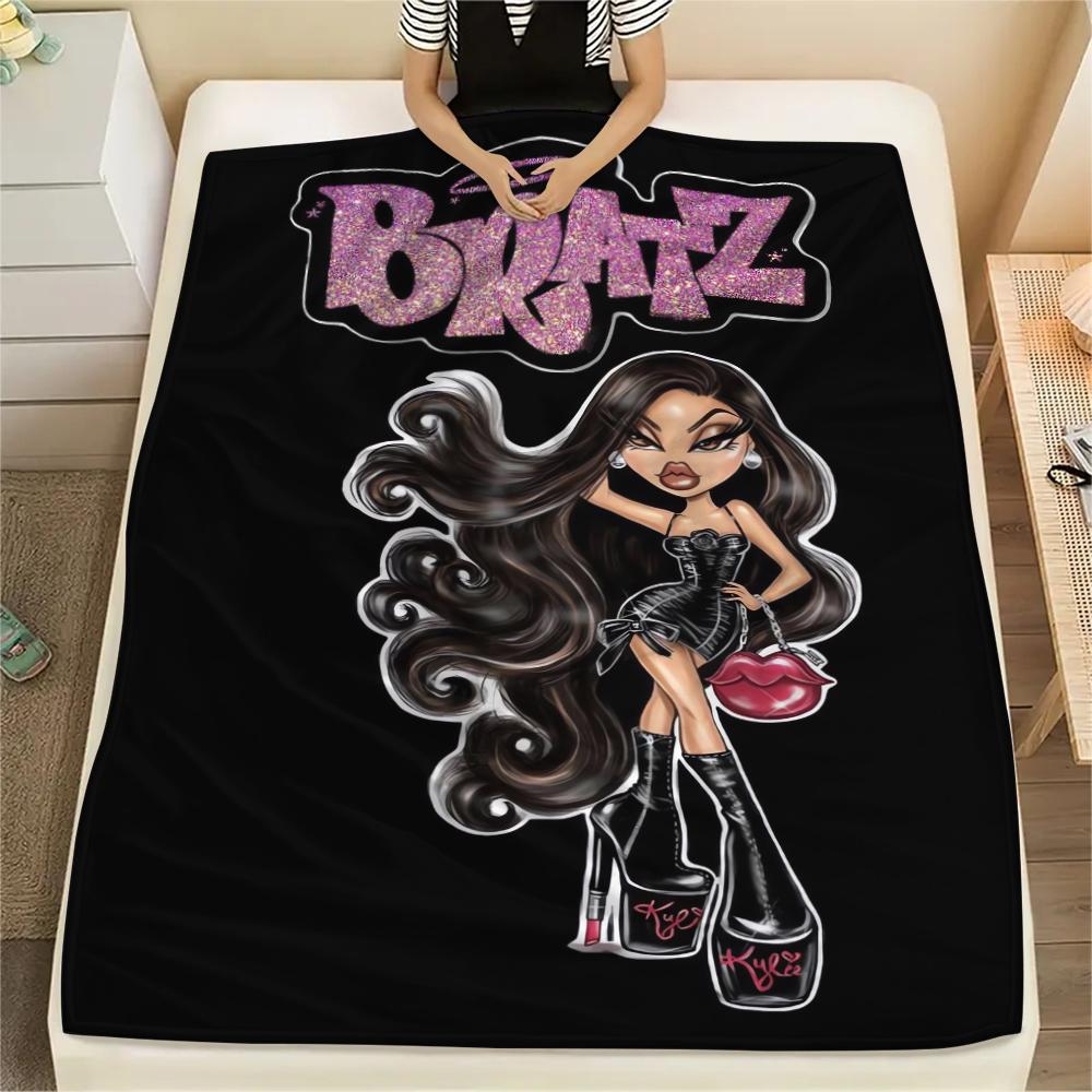

1Pc Bratz Cute Print Flannel Blanket, High quality Comfortable for All Seasons, Home Decor, Warmth and Comfort, Perfect for Christmas Gifts 13 150cm x 200cm