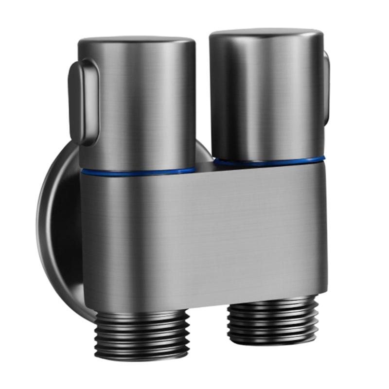 Three-way Dual-Control Washing Machine Faucet Angle Valve Mops Faucet Gray Cold Water Outlet Solid Brass Garden Basins 1