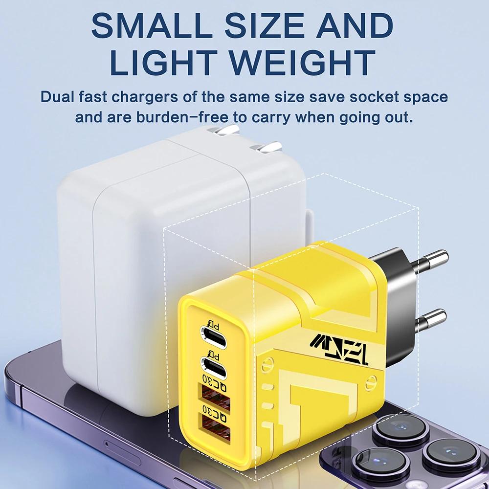 120W USB C Charger 4 Ports PD Type C Quick Charge QC 3.0 Fast Charging Phone Charger Adapter For iPhone 15 16 Pro Samsung Xiaomi