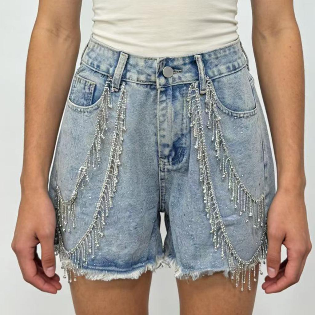 Women's Color Jeans Stretch Slim Fit Distressed Denim Shorts