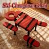 Premium Pleasure Chair Multi-Position Bondage Bench Red Foam Cushion Black Metal Frame Adjustable Headrest Knee Pads Straps BDSM for Couples