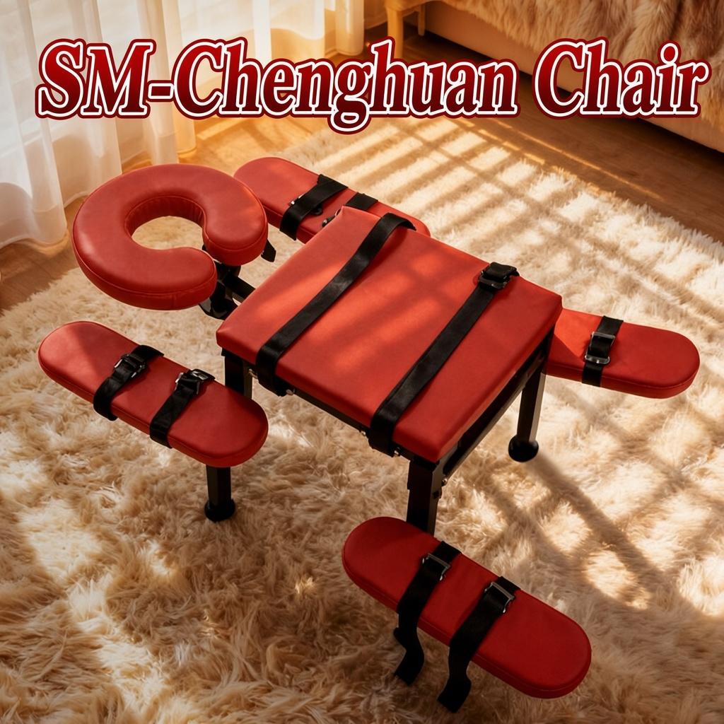 Premium Pleasure Chair Multi-Position Bondage Bench Red Foam Cushion Black Metal Frame Adjustable Headrest Knee Pads Straps BDSM for Couples