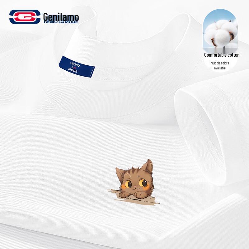 GENIOLAMODE Men s Pure Cotton Loose Fit Long Sleeve T-Shirt M