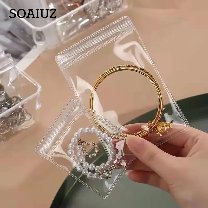 

10 шт., прозрачные мешочки для ювелирных изделий из ПВХ, антиокислительная сумка для хранения с застежкой-молнией